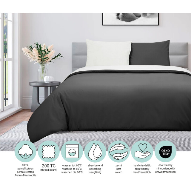 DoubleDry Dekbedovertrek 100% percal katoen lits jumeaux 240x200/220 cm + 2 2826005 large