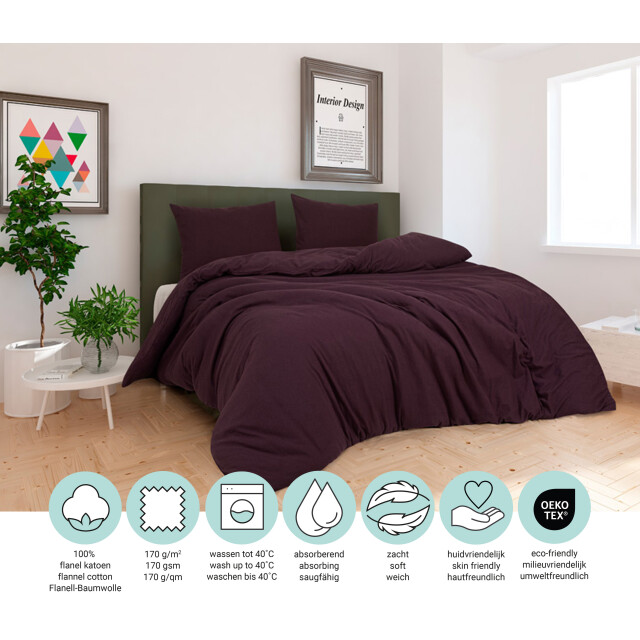 DoubleDry Dekbedovertrek flanel 100% zacht katoen lits jumeaux 240x200/220 cm 3056924 large