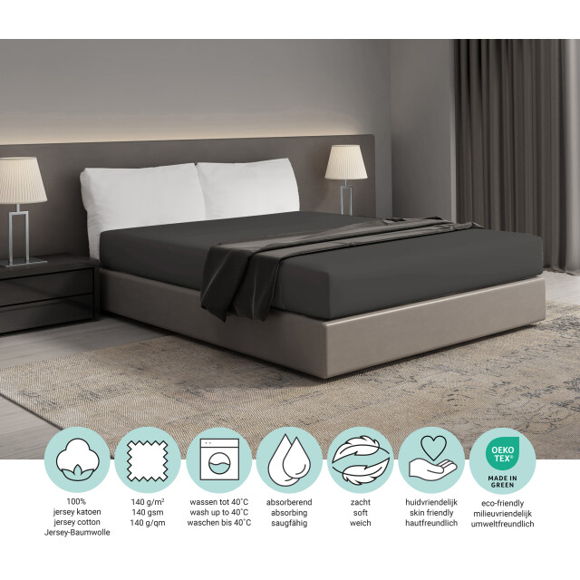 DoubleDry Hoeslaken jersey 100% katoen tweepersoons 180x200 cm zacht & 2927412 large