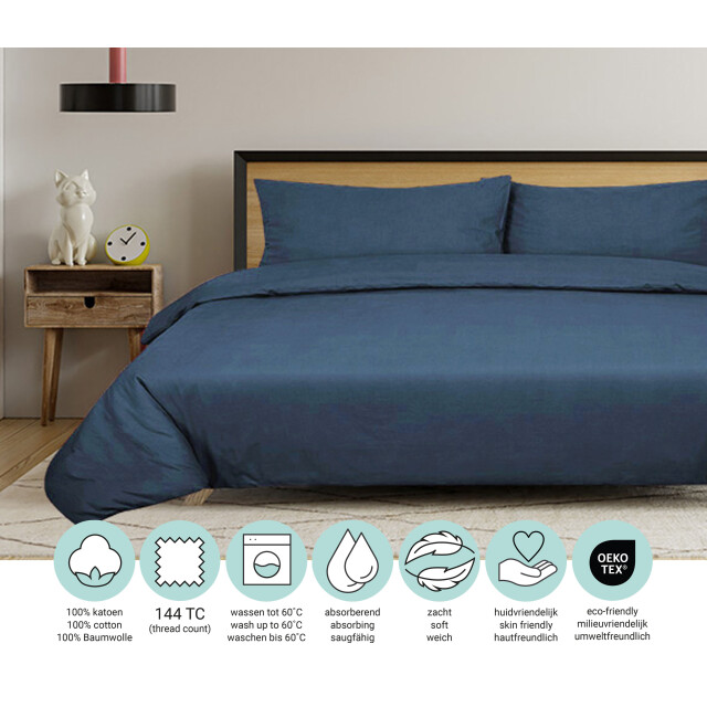 DoubleDry Dekbedovertrek 100% natuurlijk katoen lits jumeaux 240x200/220 cm + 3016628 large