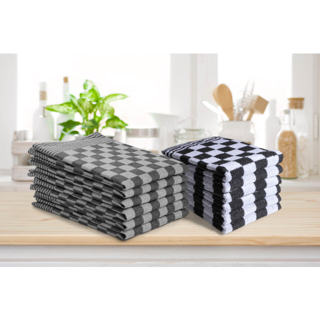 DoubleDry Luxe keuken- & theedoek set van 12 blok horeca - 2826109 large