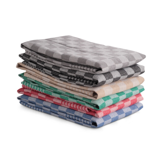 DoubleDry Luxe theedoeken set 36 stuks 50x70 6 kleuren blokpatroon geblokt - 2826989 large
