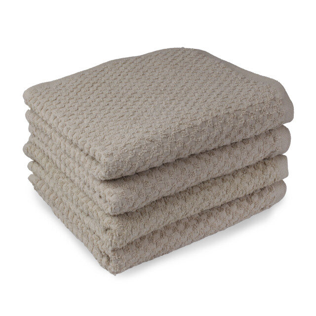 DoubleDry Handdoekenset popcorn weave 4 stuks 70x140 cm 100% katoen - 2975084 large
