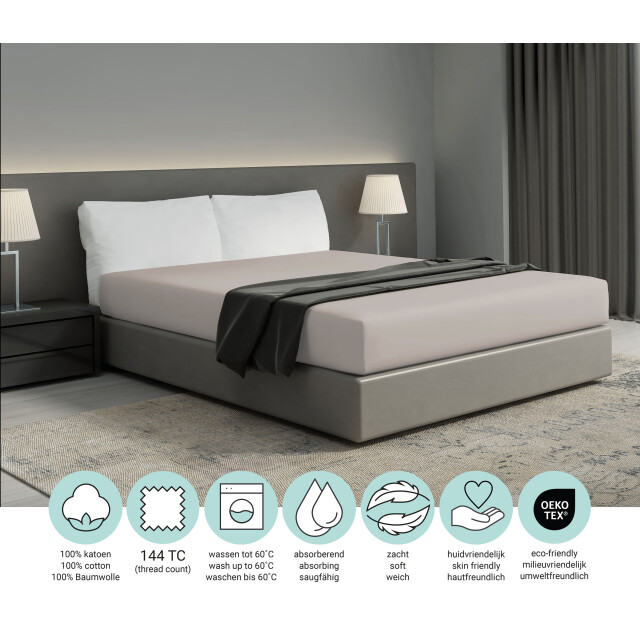 DoubleDry Hoeslaken 100% natuurlijk katoen tweepersoons 140x200 cm zacht & 2919491 large