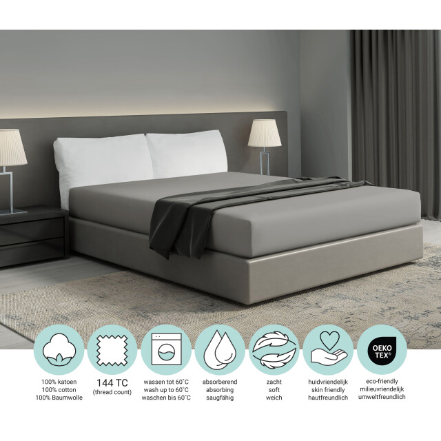 DoubleDry Hoeslaken 100% natuurlijk katoen tweepersoons 180x200 cm zacht & 2826129 large