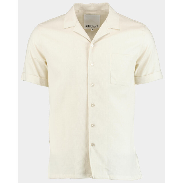 Supply & Co Casual hemd korte mouw roan shirt ss structure 25107ro20/150 off-white 186815 large