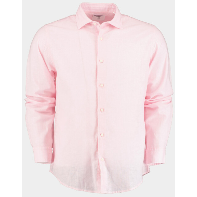 Bos Bright Blue Casual hemd lange mouw linnen katoen shirt lm 42540015i/502 rosa 190989 large