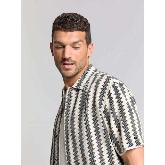 No Excess Shirt short sleeve zig zag jacquard offwhite 28490488-011 large