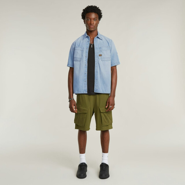 G-Star slanted double pocket overhemd d24602-d539 g342 sun faded blue mist 05633.260.0001 large