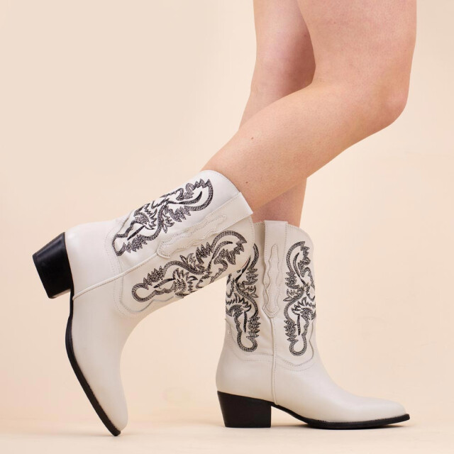 DWRS Label Laarsjes 261280 brady offwhite dames maat: leer 261280OFFWHI large
