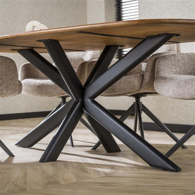 Hoyz eetkamertafel 180cm cliff ovale buis massief mango zandkleur 3185985 large