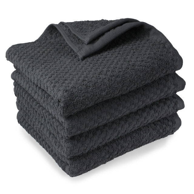 DoubleDry Handdoekenset popcorn weave 4 stuks 70x140 cm 100% katoen - 2975086 large