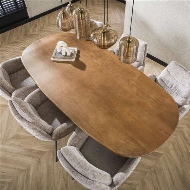 Hoyz eetkamertafel 180cm cliff ovale buis massief mango zandkleur 3185985 large