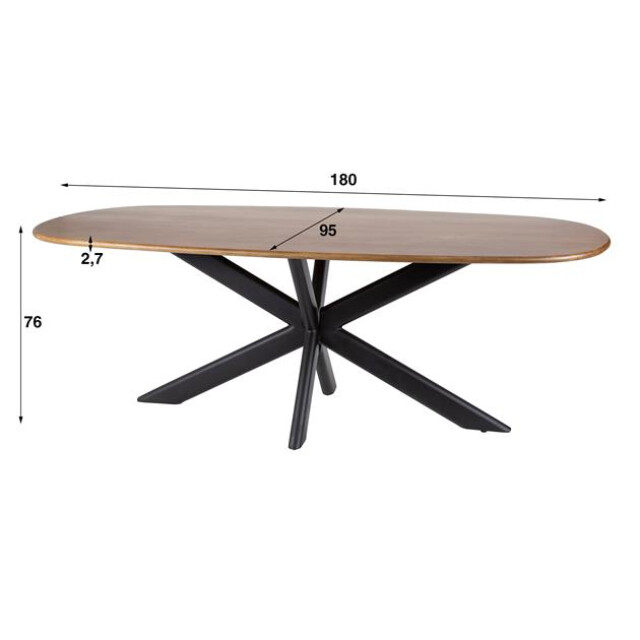 Hoyz eetkamertafel 180cm cliff ovale buis massief mango zandkleur 3185985 large