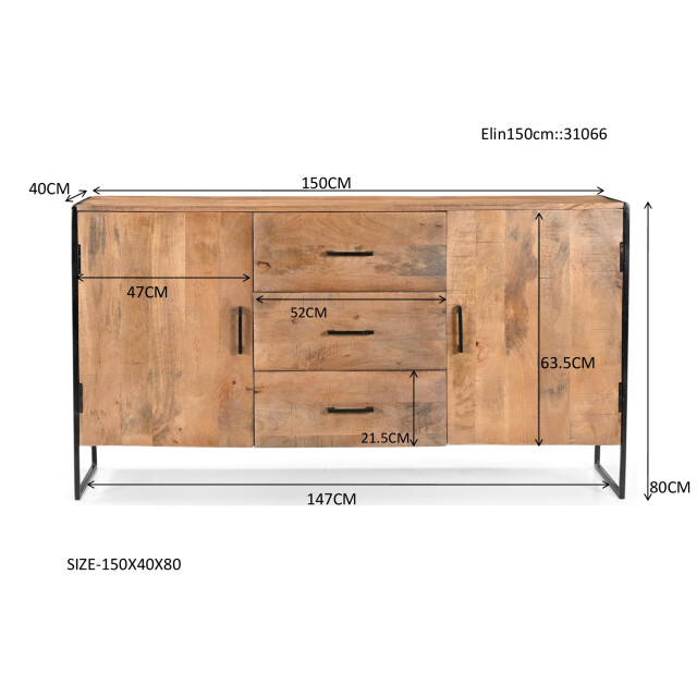 Livingfurn dressoir elin 150cm , zwart 3186025 large
