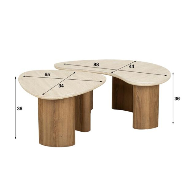 Hoyz salontafel romano organic travertin look set van 2 3184003 large