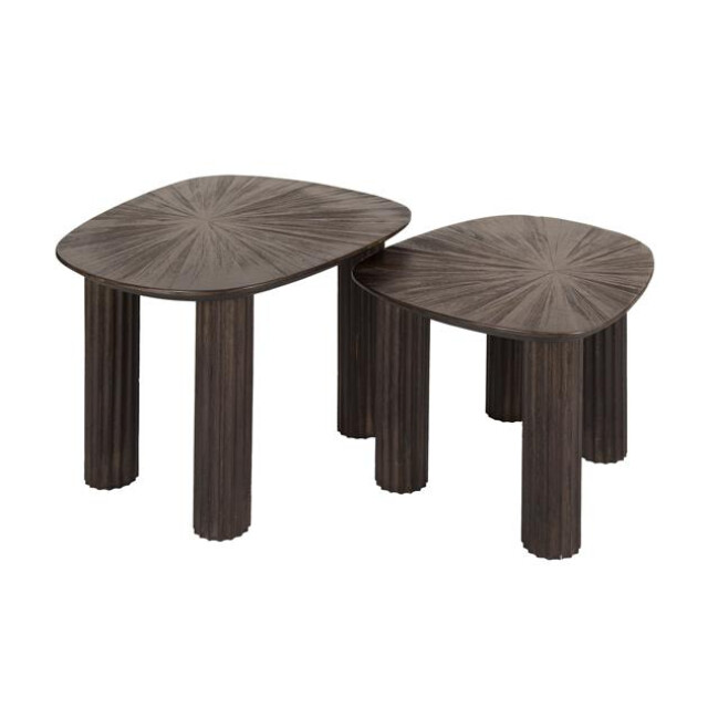 Hoyz salontafel driehoekig maya teak teak rust brown set van 2 3185966 large