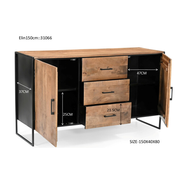 Livingfurn dressoir elin 150cm , zwart 3186025 large