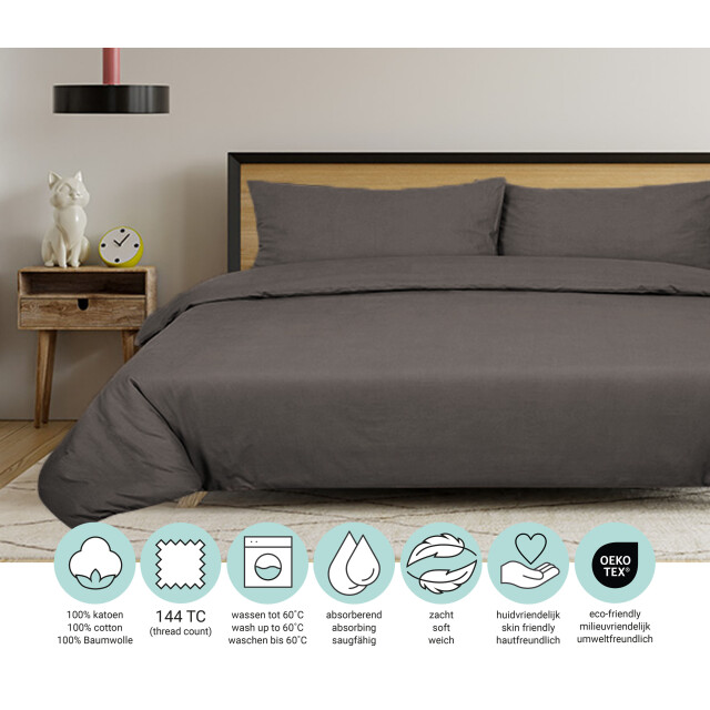 DoubleDry Dekbedovertrek 100% natuurlijk katoen lits jumeaux 240x200/220 cm + 2825911 large