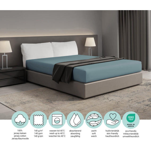 DoubleDry Hoeslaken jersey 100% katoen tweepersoons 160x200 cm zacht & 3173866 large