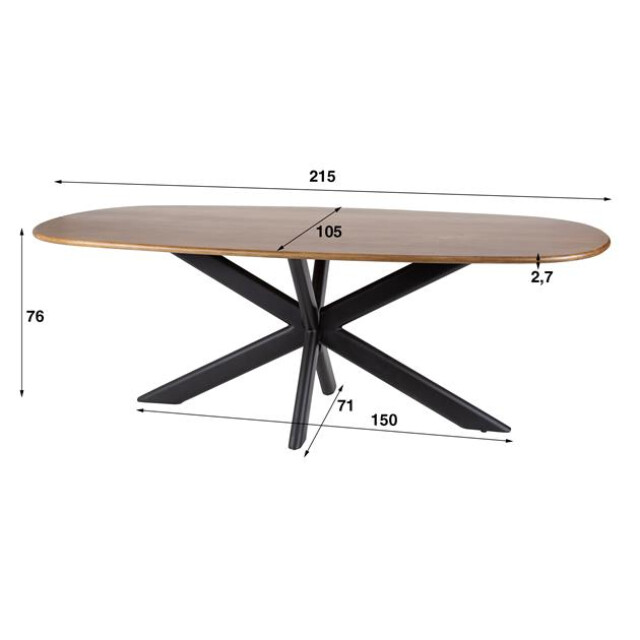 Hoyz eetkamertafel 180cm cliff ovale buis massief mango zandkleur 3185985 large