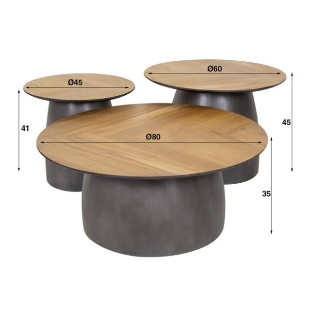 Hoyz salontafel infinite gerecycled teakhout fineer set van 3 3183968 large