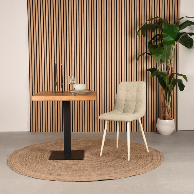 Label51 Eetkamerstoel nino 54x45x89 cm zand stof set van 2 3183547 large