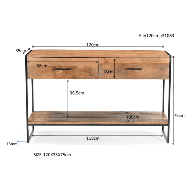 Livingfurn wandtafel elin 120cm , zwart 3186018 large