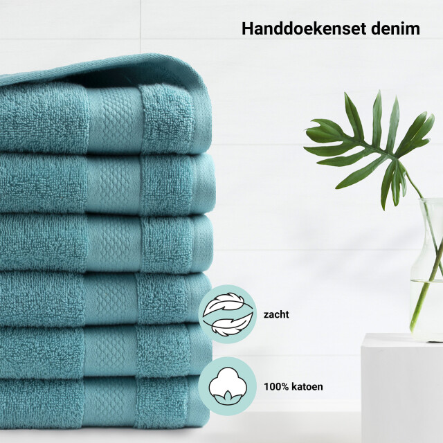 DoubleDry Hotel handdoeken 50 x 100 cm – set van 6 – 100% katoen 500 g/m2 – 2825965 large