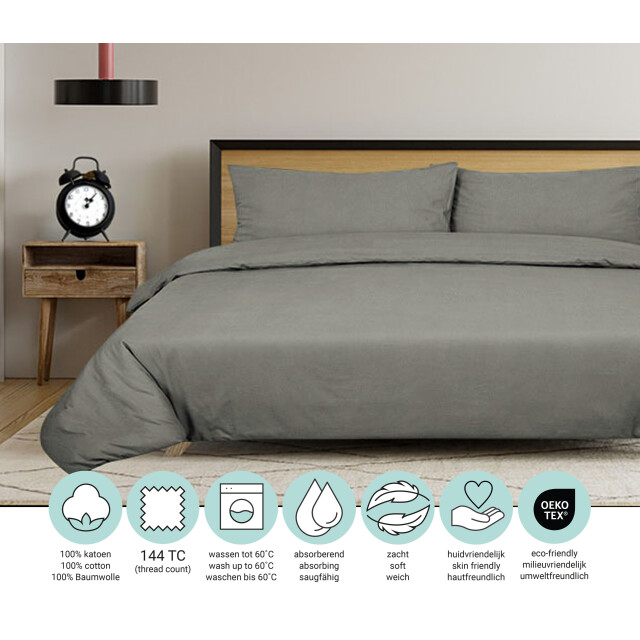 DoubleDry Dekbedovertrek 100% natuurlijk katoen lits jumeaux 240x200/220 cm + 3016625 large
