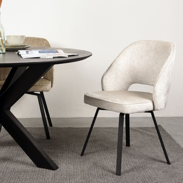 Label51 Eetkamerstoel lewis crème fluweel 58x52x84 cm set van 2 3183498 large