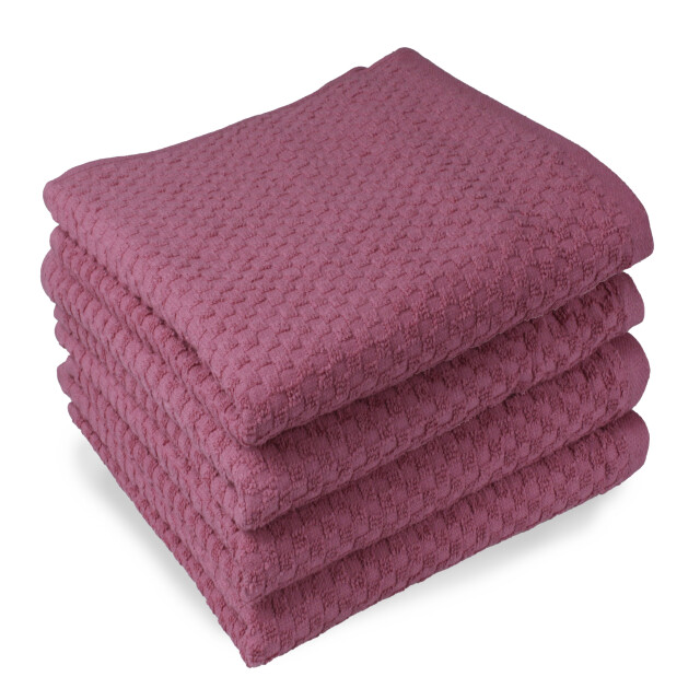 DoubleDry Handdoekenset popcorn weave 4 stuks 70x140 cm 100% katoen - 2975089 large