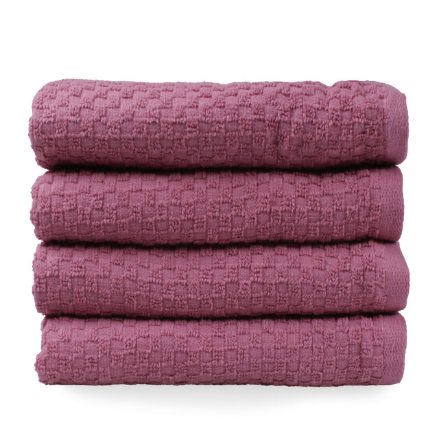 DoubleDry Handdoekenset popcorn weave 4 stuks 70x140 cm 100% katoen - 2975089 large