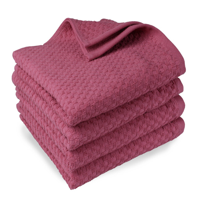 DoubleDry Handdoekenset popcorn weave 4 stuks 70x140 cm 100% katoen - 2975089 large