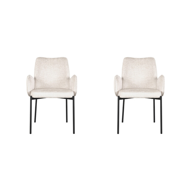 Label51 Eetkamerstoel joni crème fluweel set van 2 3183497 large