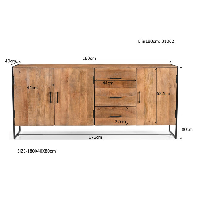 Livingfurn dressoir elin 180cm , zwart 3186016 large
