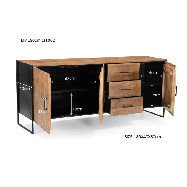 Livingfurn dressoir elin 180cm , zwart 3186016 large
