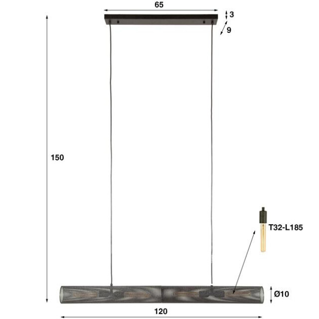 Hoyz hanglamp 120 tube mesh artic 3184016 large