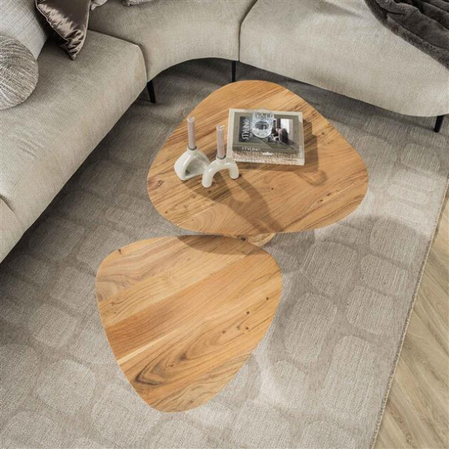Hoyz salontafel set-2 driehoekig blad massief acacia naturel 3185955 large