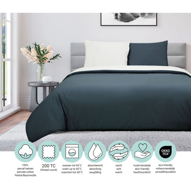 DoubleDry Dekbedovertrek 100% percal katoen lits jumeaux 240x200/220 cm + 2 2826000 large