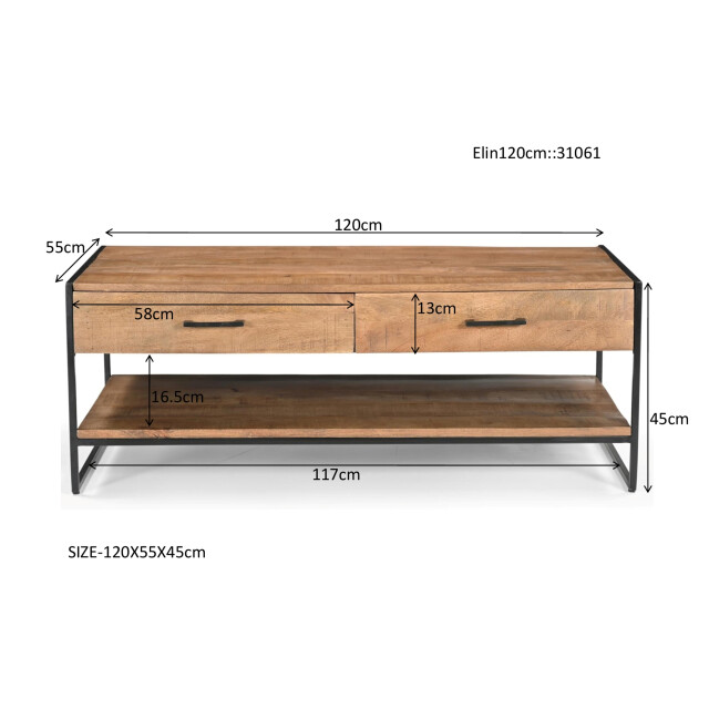 Livingfurn salontafel elin 120cm , zwart 3186013 large
