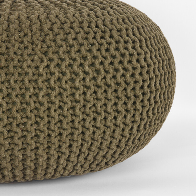 Label51 Poef knitted army green katoen l 3183254 large