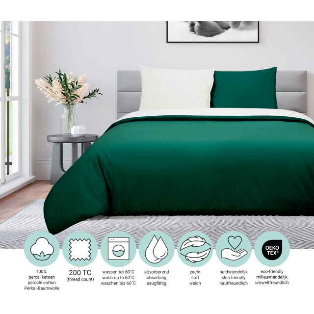 DoubleDry Dekbedovertrek 100% percal katoen lits jumeaux 240x200/220 cm + 2 2825999 large