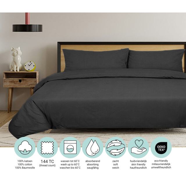 DoubleDry Dekbedovertrek 100% natuurlijk katoen lits jumeaux 240x200/220 cm + 3016639 large