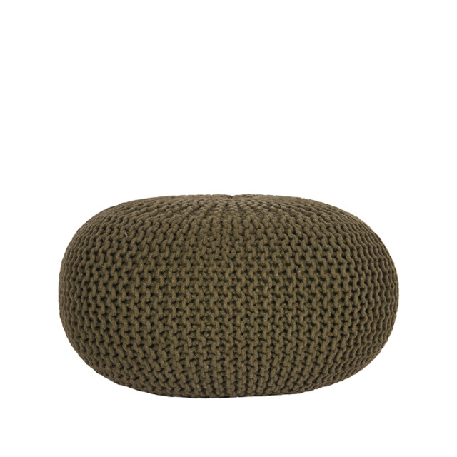Label51 Poef knitted army green katoen l 3183254 large