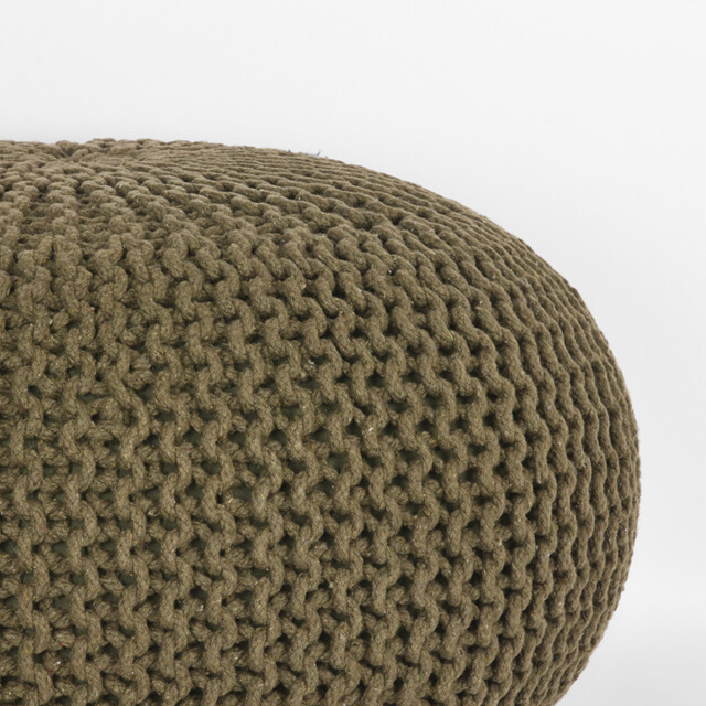 Label51 Poef knitted army green katoen l 3183254 large