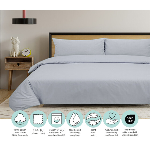 DoubleDry Dekbedovertrek 100% natuurlijk katoen lits jumeaux 240x200/220 cm + 3016638 large