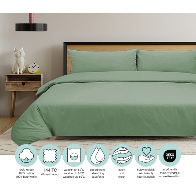 DoubleDry Dekbedovertrek 100% natuurlijk katoen lits jumeaux 240x200/220 cm + 2902334 large