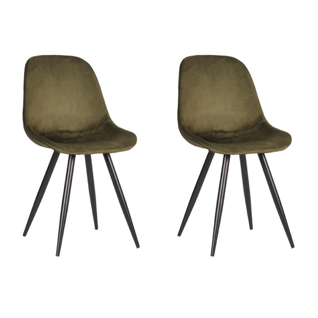 Label51 Eetkamerstoel capri army green fluweel set van 2 3183211 large