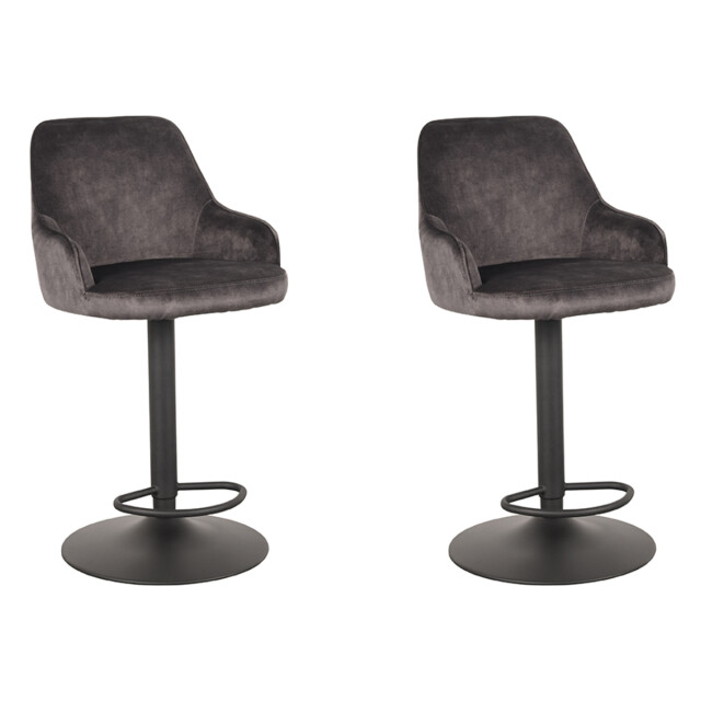 Label51 Barkruk fender antraciet velours 42 x 40cm set van 2 3183669 large